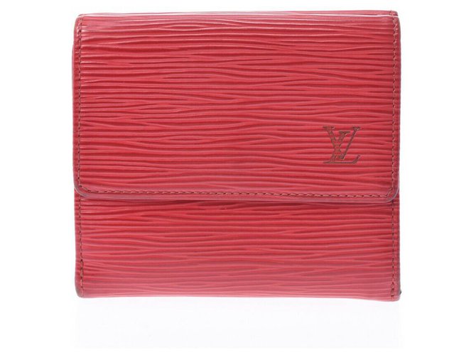 Estuche de tarjetas Louis Vuitton Roja Cuero  ref.235096