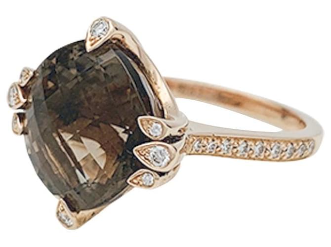 Anel Cartier “Inde Mystérieuse” em ouro rosa, quartzo esfumaçado e diamantes.  ref.235104