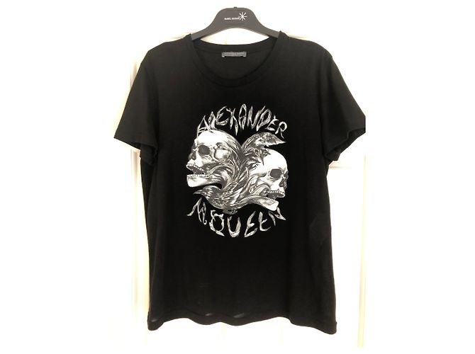 T-shirt Alexander McQueen in cotone con stampa teschio nera Nero