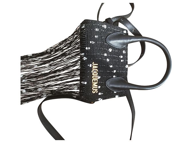 Jacquemus Espelho Tasche Schwarz Baumwolle Muschelfransen