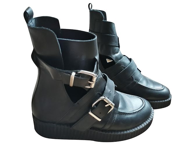 Botas de tornozelo Maje em pele preta 38 Preto