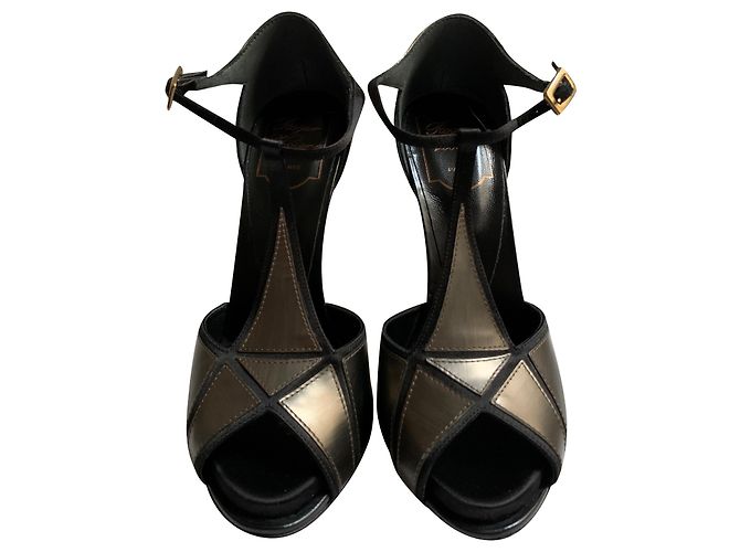 Roger Vivier Metalized leather high sandals Metallic