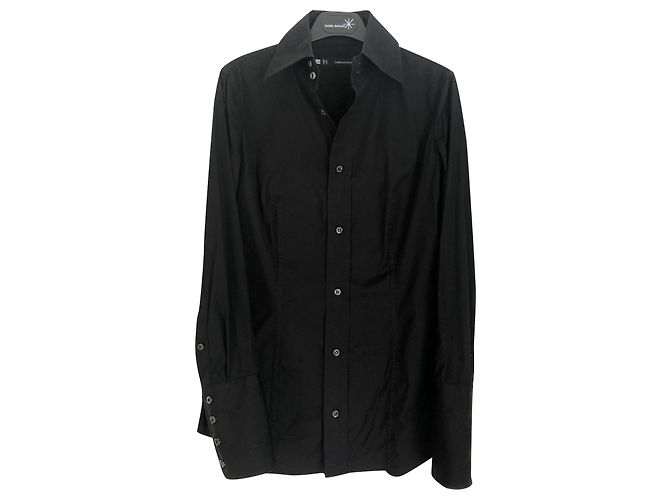 Camicia Dsquared2 Slim Fit Nera in Cotone con Bottoni Logo Nero