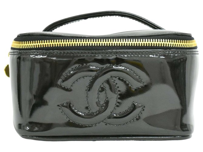 Sac pochette  Chanel Cuir vernis Noir  ref.235185