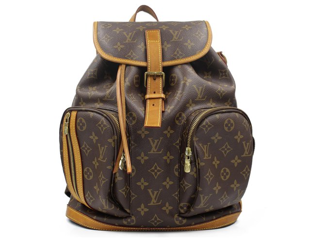 Louis Vuitton 2015 BOSPHORE BACKPACK Marrom Couro Lona  ref.235198