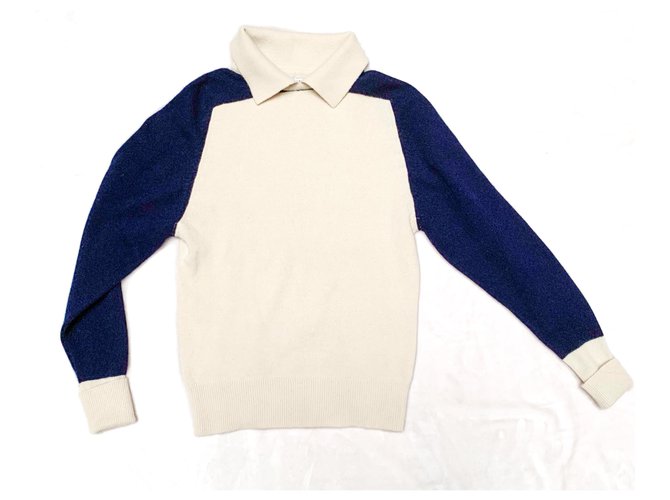 Chanel Two-tone Scottish cashmere sweater Eggshell  ref.235199