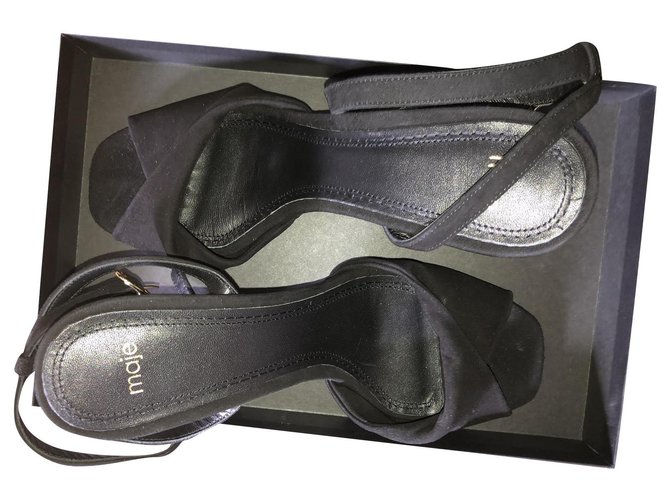 Maje New black leather sandal  ref.235245