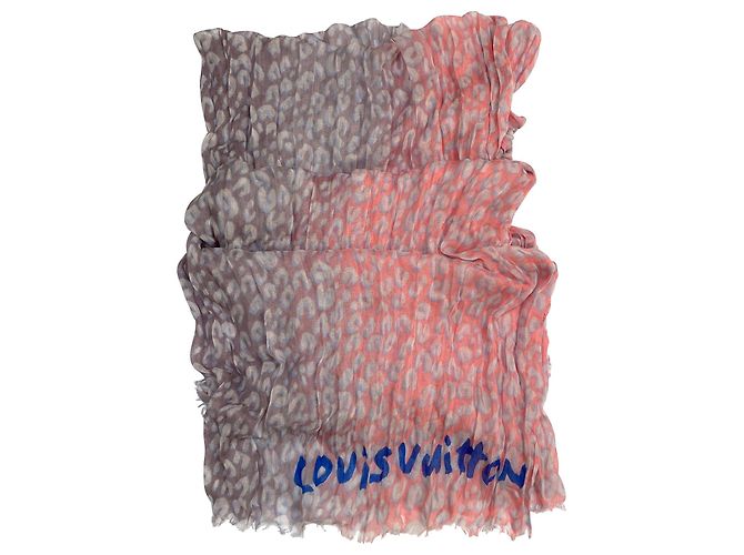 Louis Vuitton Pink Cashmere Leopard Stole Stephen Sprouse Rosa