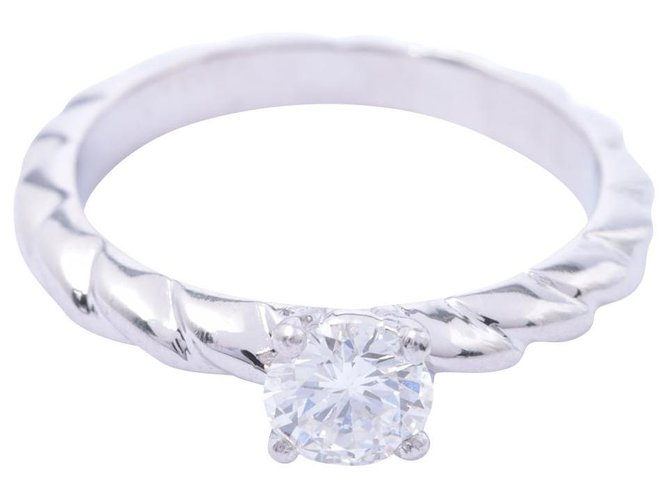 Chaumet Diamond Platinum Torsade de Chaumet Solitaire Engagement Ring 0.33Cts Silvery  ref.235297