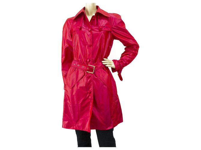Roberto Cavalli Fuschia Pink Knee Length Trench Coat Lightweight Jacket size 40 Silk  ref.235360