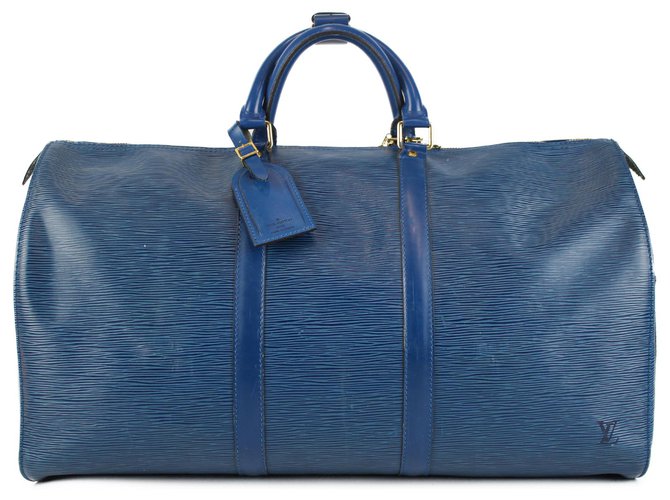 Louis Vuitton 2005 keepall 60 Blue Leather  ref.235487