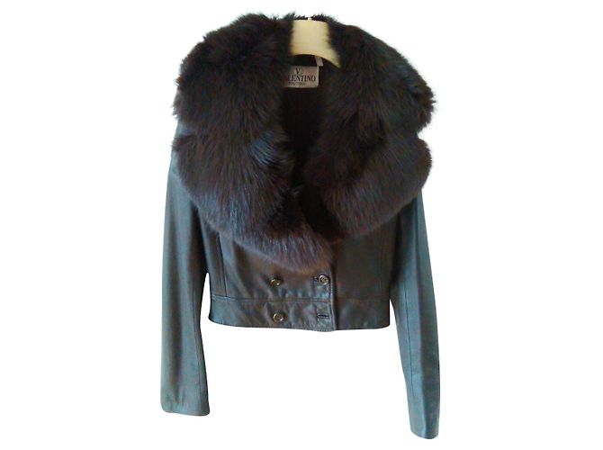 VALENTINO LEDERJACKE Braun