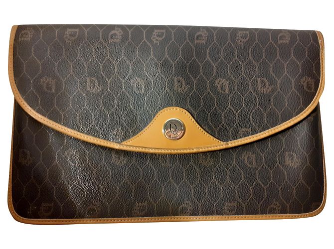 Christian Dior Monogramm Beutel Leder Schwarz