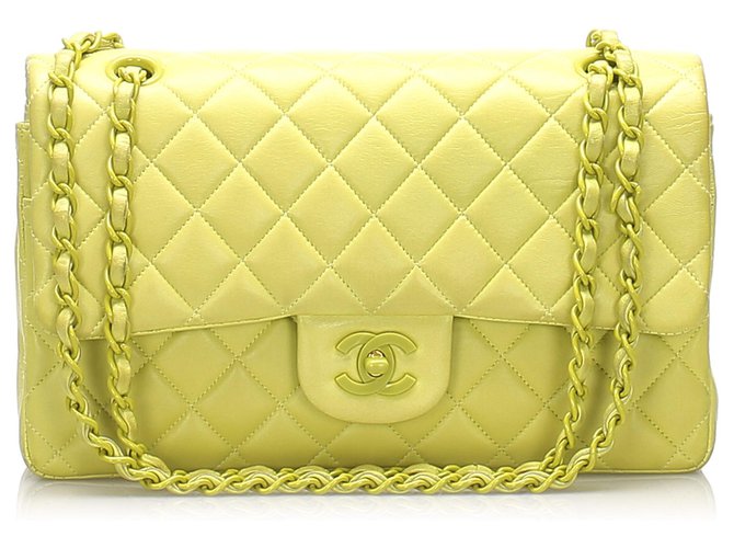 Chanel Yellow Quilted Lambskin Double Flap Bag Medium Q6B0101IY0021