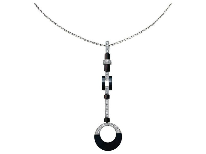 Cartier "Attraction" necklace in white gold, diamants, onyx and mother of pearl.  ref.235808