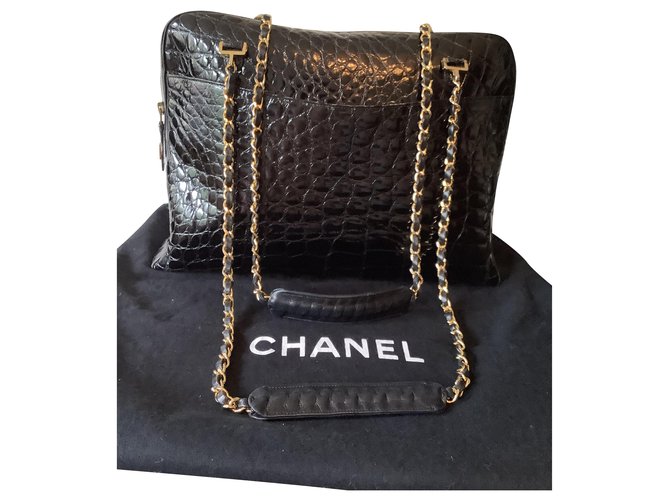 Chanel Camera Cuirs exotiques Noir  ref.235845