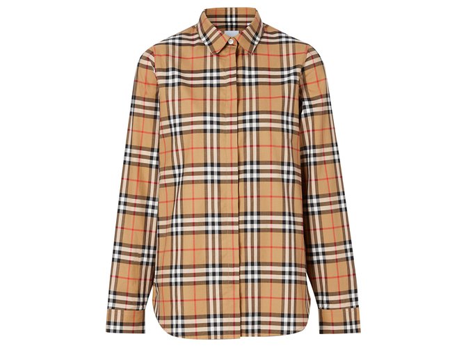 Camicia oversize in cotone con motivo Vintage check BURBERRY Multicolore  ref.235856