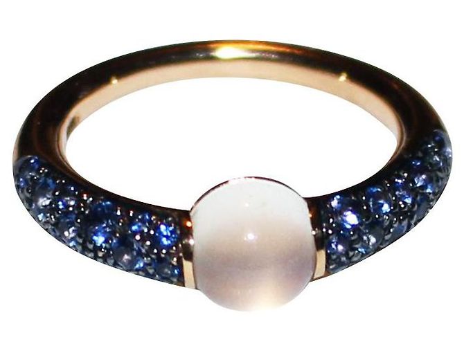 Pomellato M'AMA NON M'AMA Ring Gelbgold Mondstein und Saphire Golden