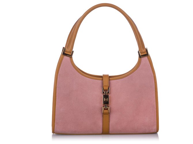 Gucci Pink Jackie Suede Handbag Brown Leather Pony-style calfskin  ref.236047