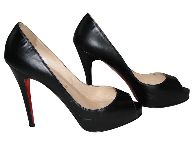Christian Louboutin Open Toes Louboutin Very Prive 120 P 38 cuir noir  ref.236105