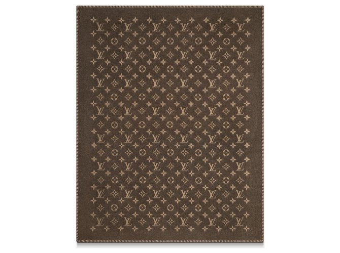 Louis Vuitton Couverture LV Neo Monogram Nouveau Laine Marron  ref.236168