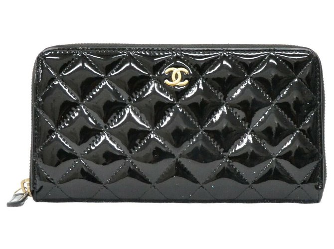 Billetera de Chanel Negro Charol  ref.236179