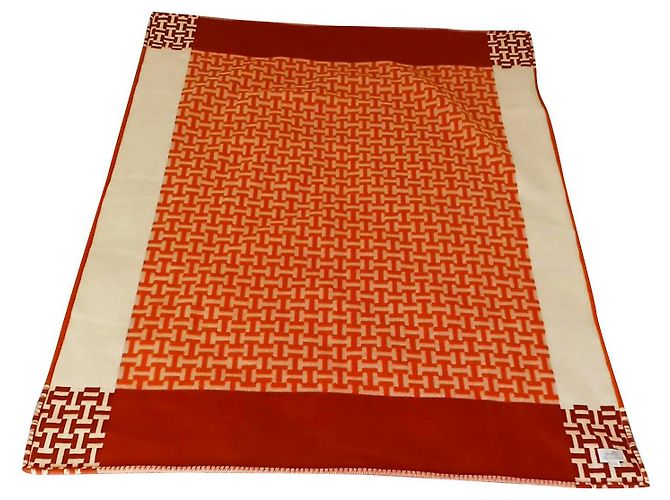 Hermès Plaid Avalon Terre d'H Cachemire Laine Orange