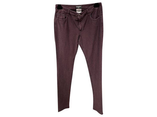 Chanel Pants, leggings Purple Cotton  ref.236370