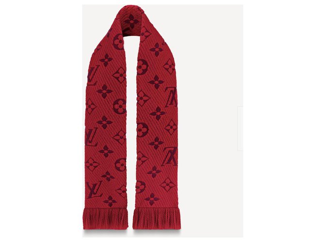Louis Vuitton LV Logomania scarf red Khaki Leather ref.236376