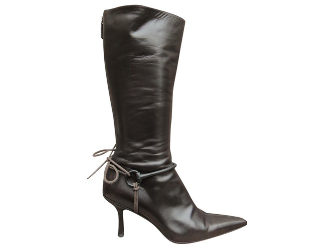 Gucci p boots 39,5 Dark brown Leather  ref.236387