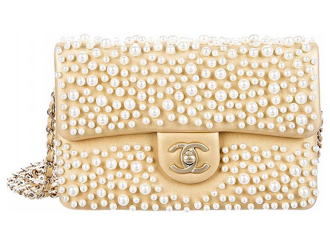 Chanel Bolso Timeless de perlas RARAS Multicolor Cuero  ref.236580