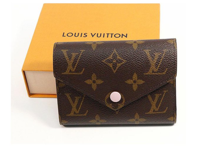 Carteira tr dobra feminina Louis Vuitton portofeuilles Victorine Womens M62360 Rose Ballerine Lona  ref.236736