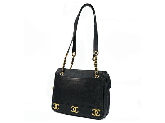 CHANEL chain tote triple coco Womens tote bag black x gold hardware  ref.236741