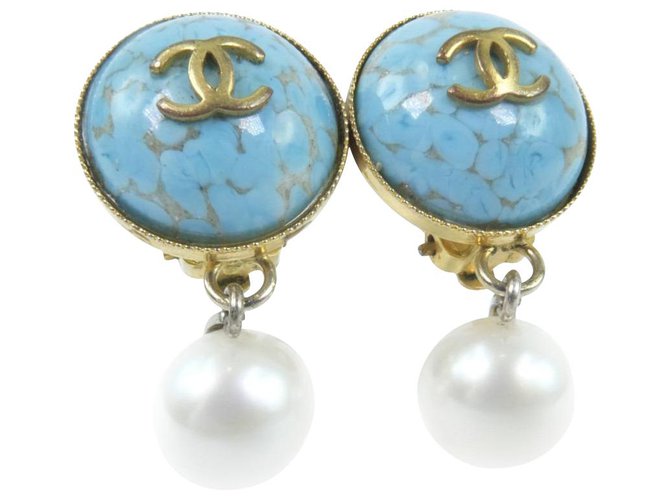 Chanel earring Blue Gold-plated  ref.236805