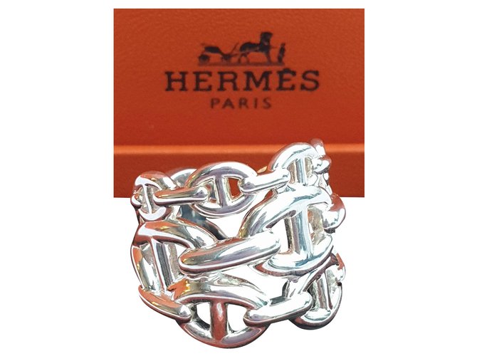 Hermès Chaine d'ancre Enchainee Silvery Silver  ref.236871