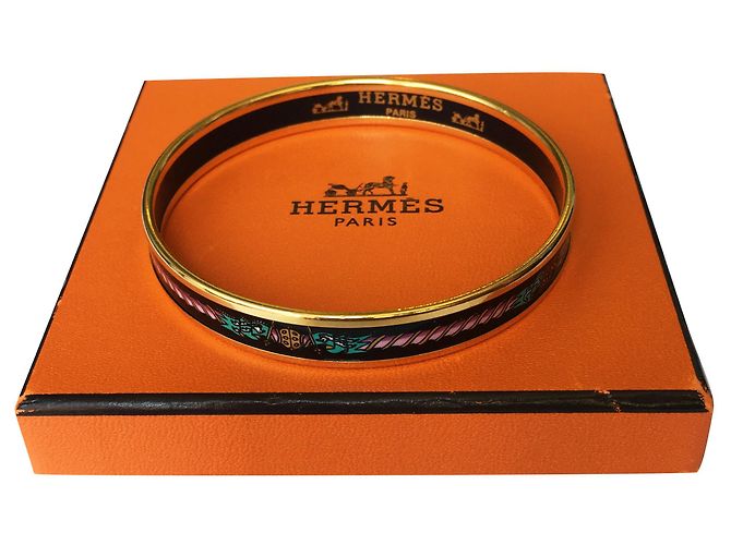 Bracelet Hermès en émail et plaqué or Doré 