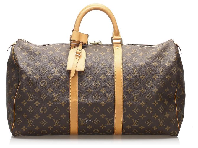Louis Vuitton Brown Monogram Keepall 50 Leather Cloth  ref.236925