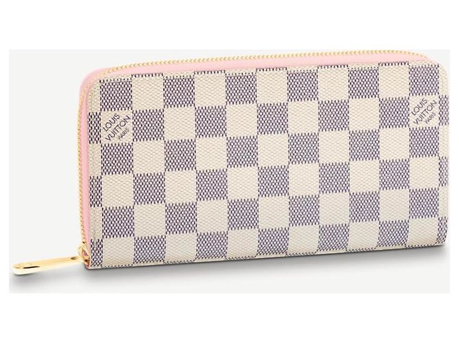 Carteira Louis Vuitton Zippy Damier Azur Bege Couro