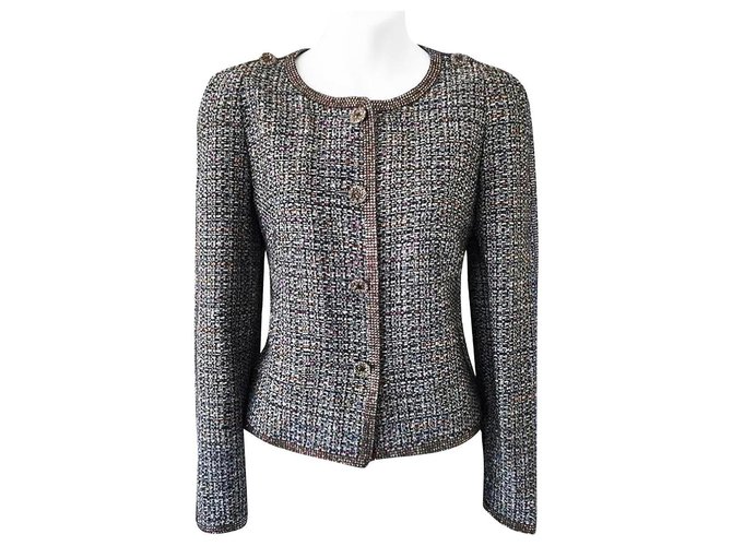 Chanel 11Giacca K $ Strass Multicolore Tweed  ref.237150