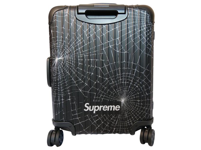 Rimowa X Supreme cabin size black aluminum limited edition suitcase, new condition! Metal  ref.237175