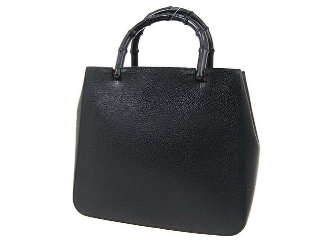 Marmont Bolsa Gucci de couro preto de bambu para noite com alça com alça