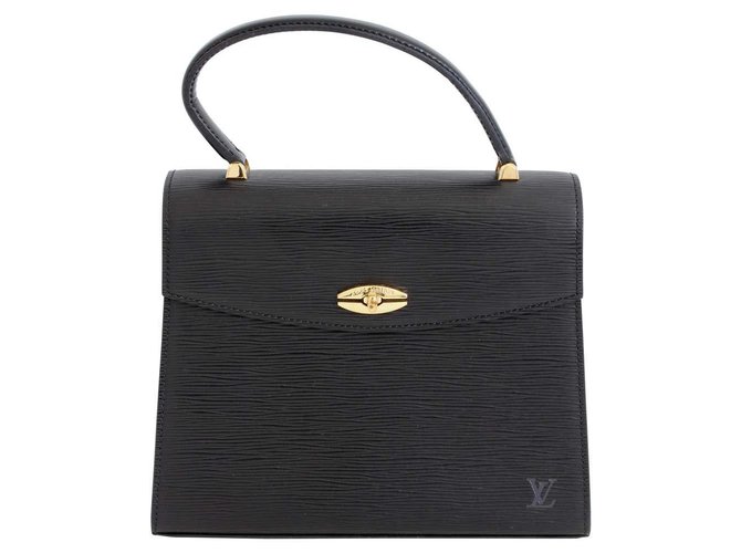 Bolsa Louis Vuitton Malesherbes Bolsa preta com alça superior em couro Epi + bolsa para o pó Preto  ref.237189