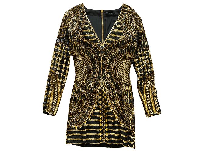 Vestido Balmain dorado de nylon