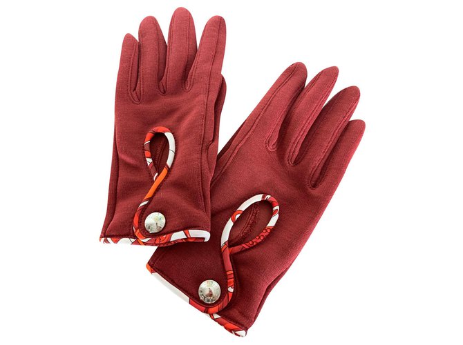 Hermès Handschuhe Rot Seide  ref.237241