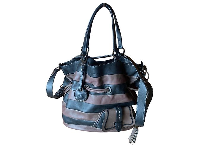 Premier Flirt Lancel 1er Flirt Black and Chocolate Leather Handbag
