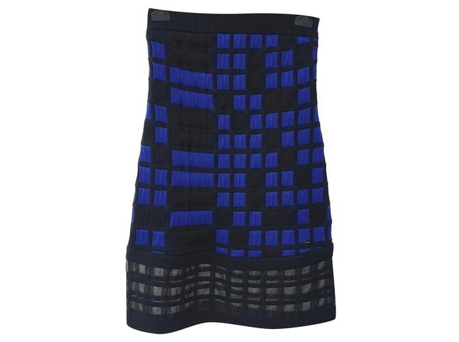 Chanel 2013 Blue Black Checkered Dress Cotton  ref.237286
