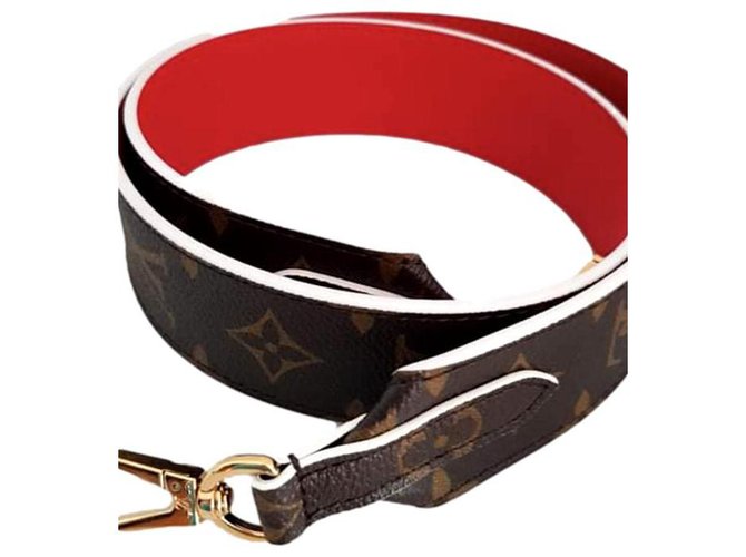Red and mono louis vuitton shoulder strap Leather  ref.237297
