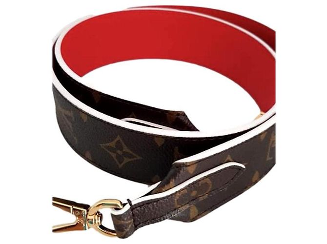Red and mono louis vuitton shoulder strap