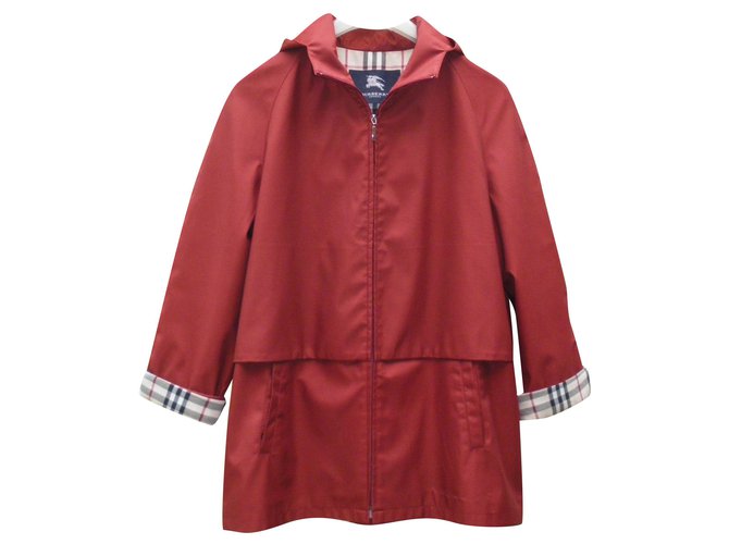Burberry Trench coats Dark red Polyester  ref.237302