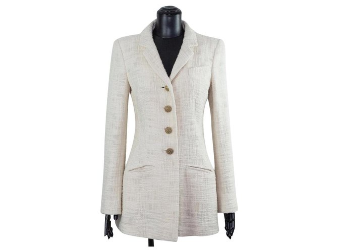 Chanel Paris-Bombay runway jacket Cream Tweed  ref.237315